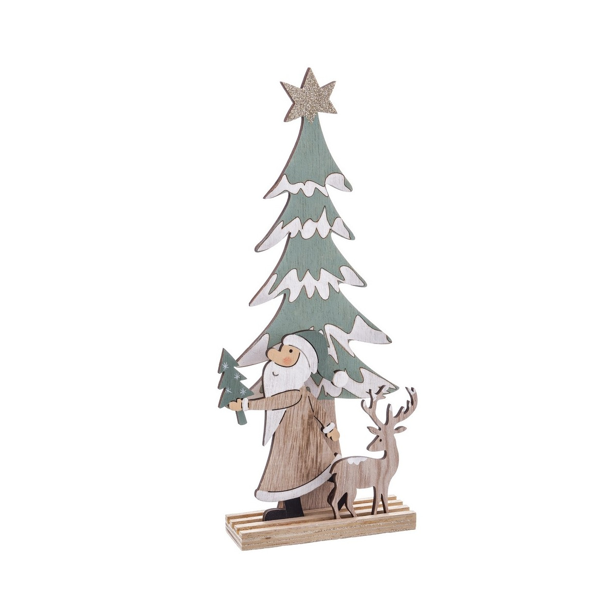Socle arbre père Noël bois 12 x 30 cm