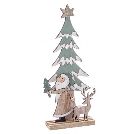 Socle arbre père Noël bois 12 x 30 cm