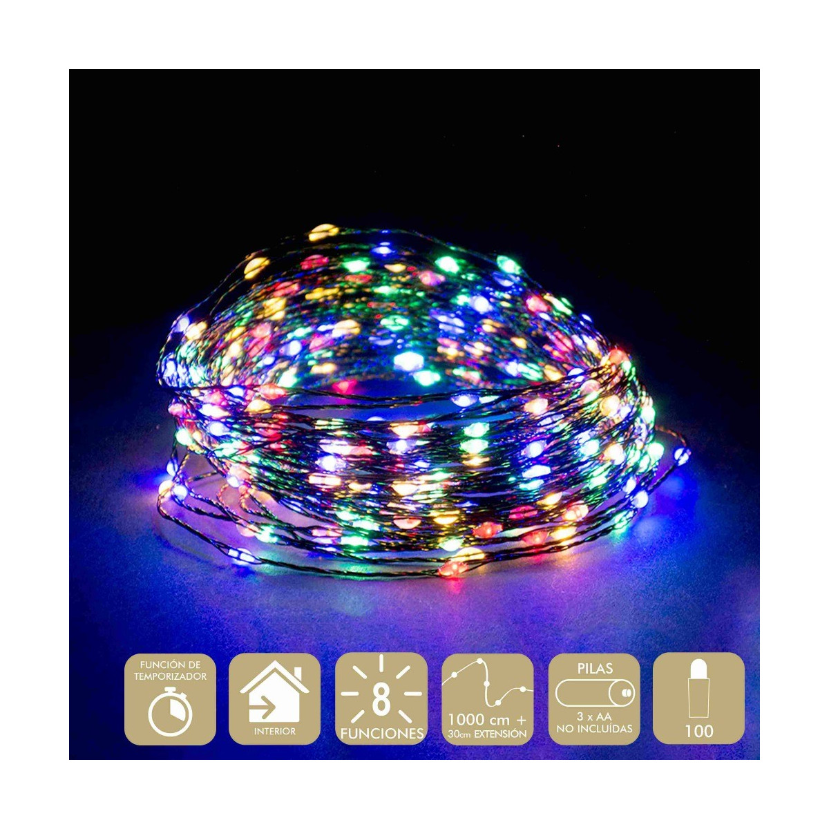 100 micro led 8 fonctions multicolores