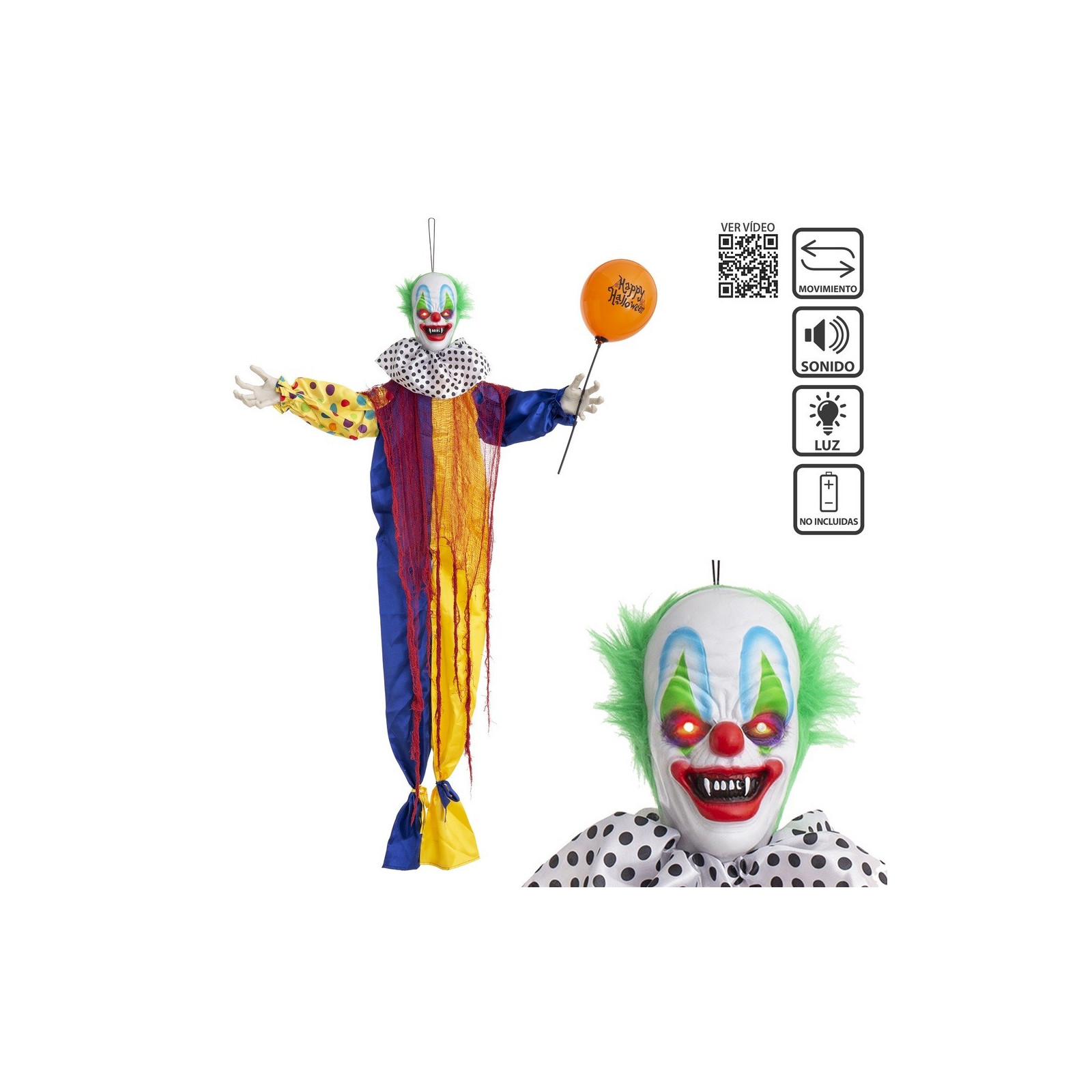 Clown lumineux son et mouvement 120 x 20 x 170 cm