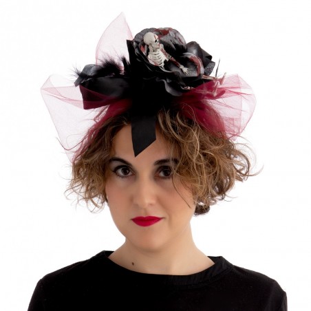 Bandeau fleur noir rouge 21 x 10 x 25 cm
