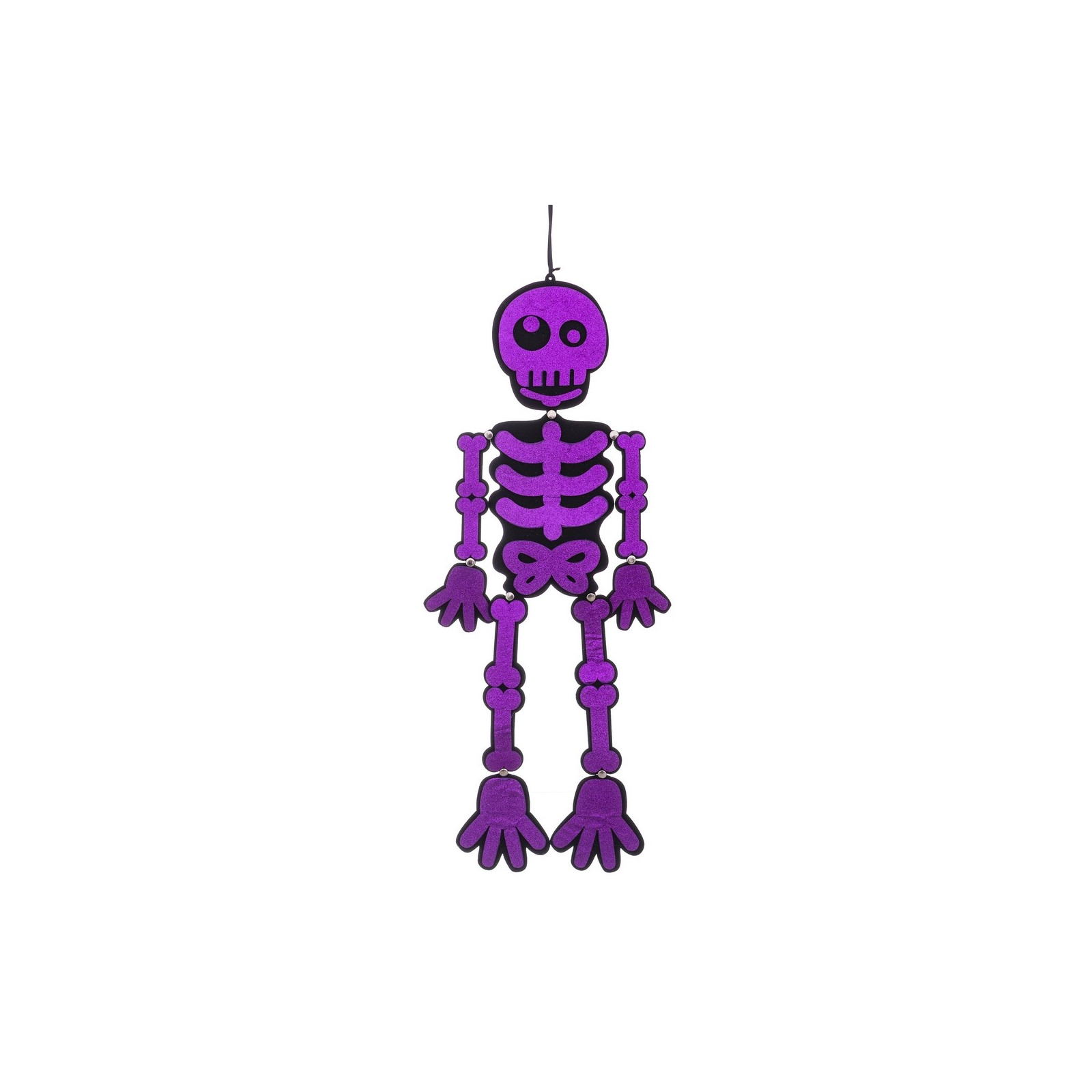 Squelette violet pailleté polyester 25 x 0 30 x 82 cm