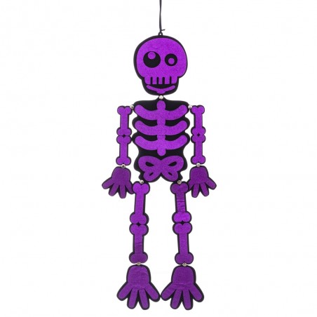 Squelette violet pailleté polyester 25 x 0,30 x 82 cm