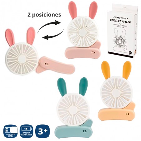 Ventilateur électrique rechargeable sur 3 c 17 cm