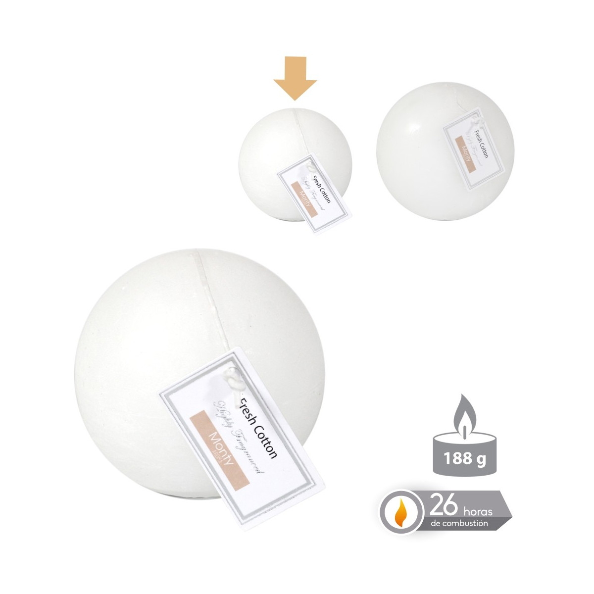 Bougie boule blanche parfumée 7.50 cm