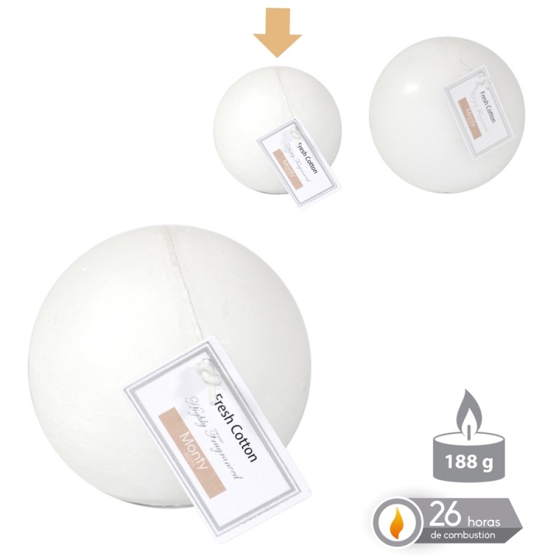 Bougie boule blanche parfumée 7.50 cm
