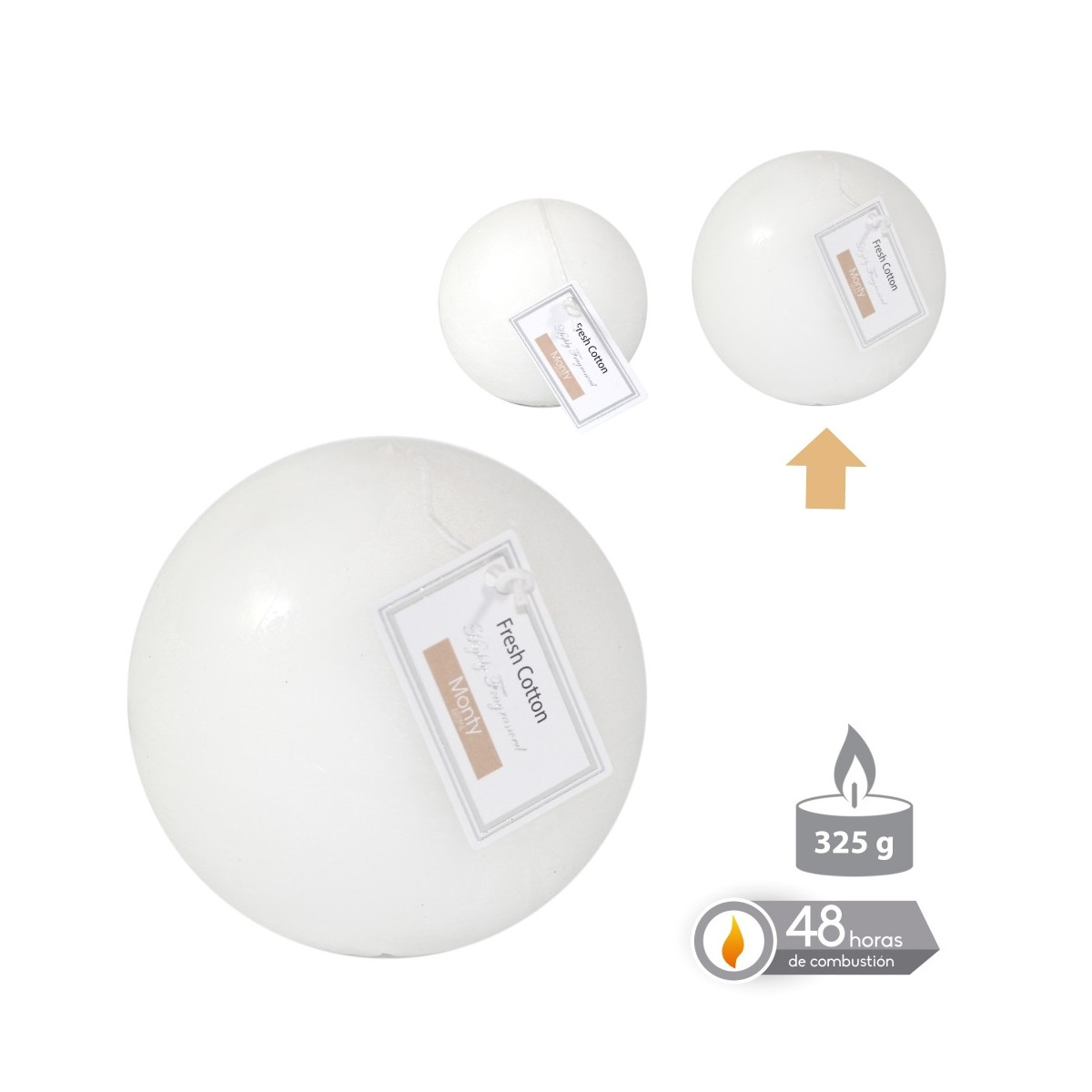 Bougie boule blanche parfumée 9 cm