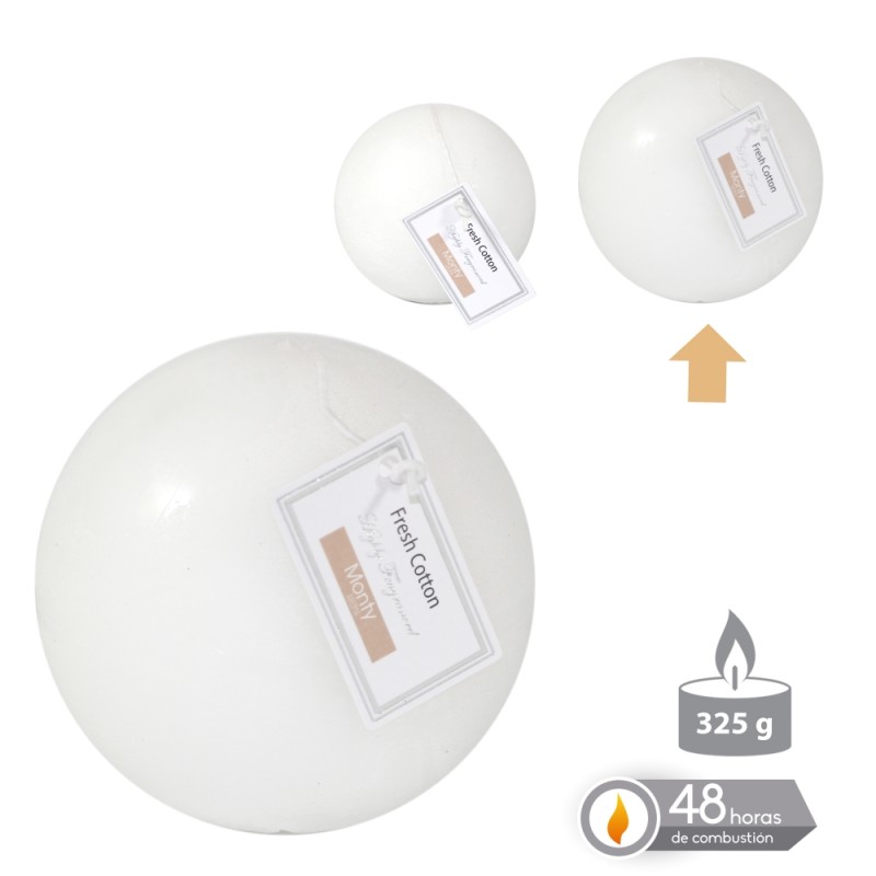Bougie boule blanche parfumée 9 cm