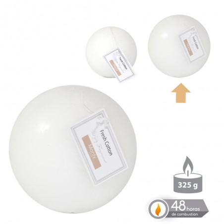 Bougie boule blanche parfumée 9 cm