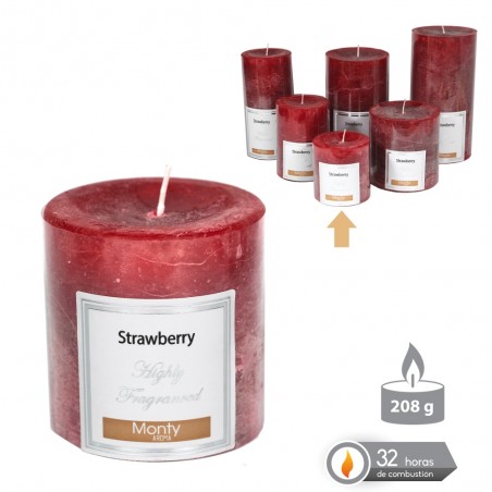 Bougie cylindrique parfumée rouge 7 x 7 cm