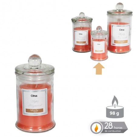 Bougie Bocal En Verre Parfumée à L'orange 6 X 11 Cm