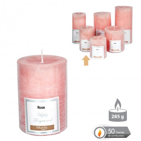 Bougie cylindrique parfumée rose 7 x 9.50 cm