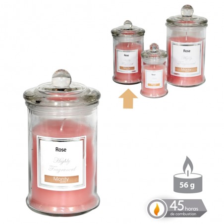 Bougie Pot En Verre Parfumée Rose 7.50 X 14 Cm