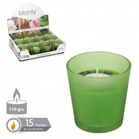 Bougie Pot En Verre Parfumée Verte 7.50 X 7.50 Cm