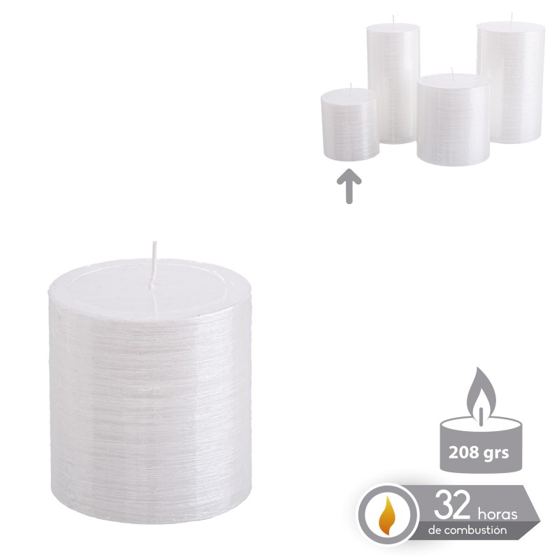 Bougie cylindrique blanche nacrée Noël 6,80 x 7 cm