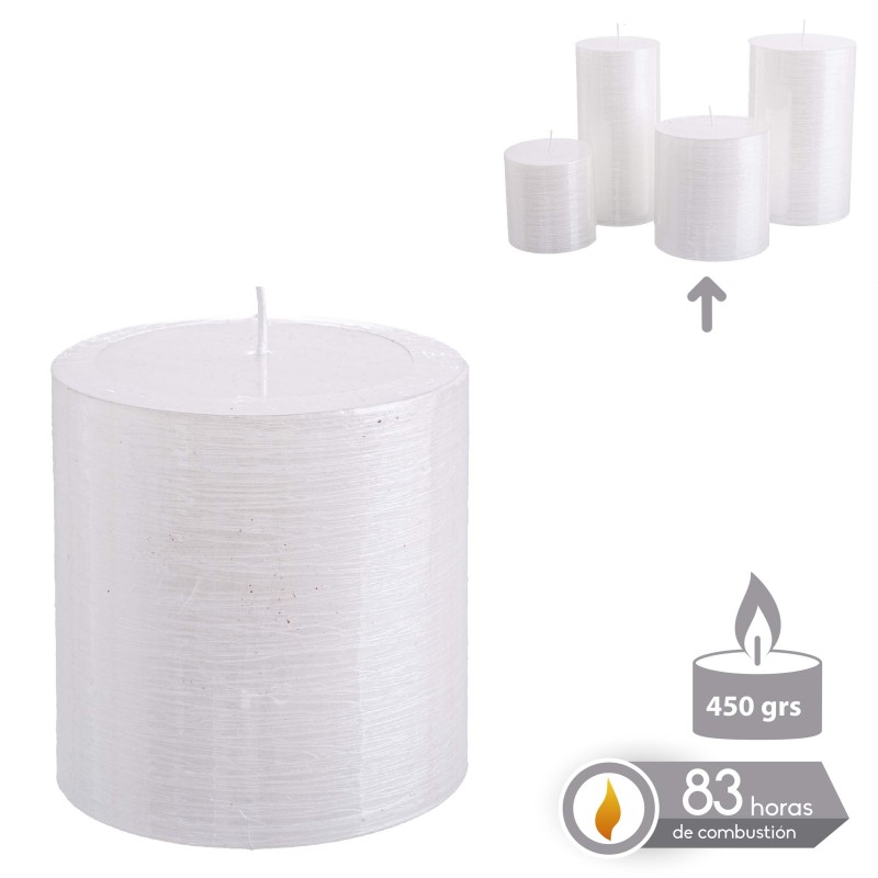 Bougie cylindrique blanche nacrée Noël 8,70 x 9 cm