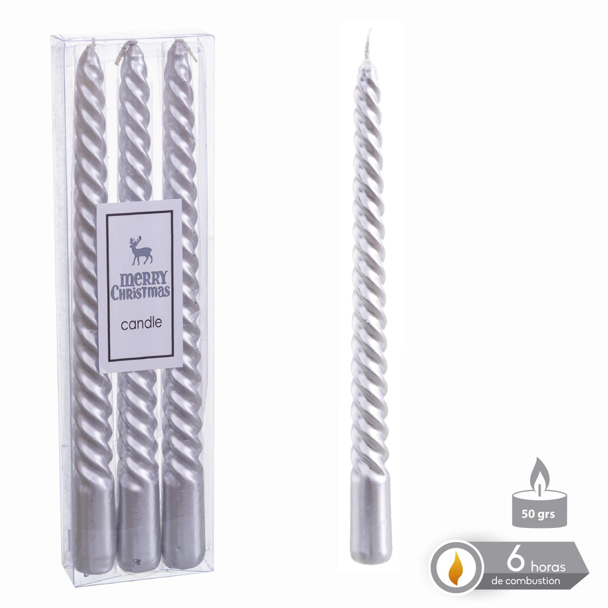 S 3 bougie spirale de noël argent 1 80 x 25 cm