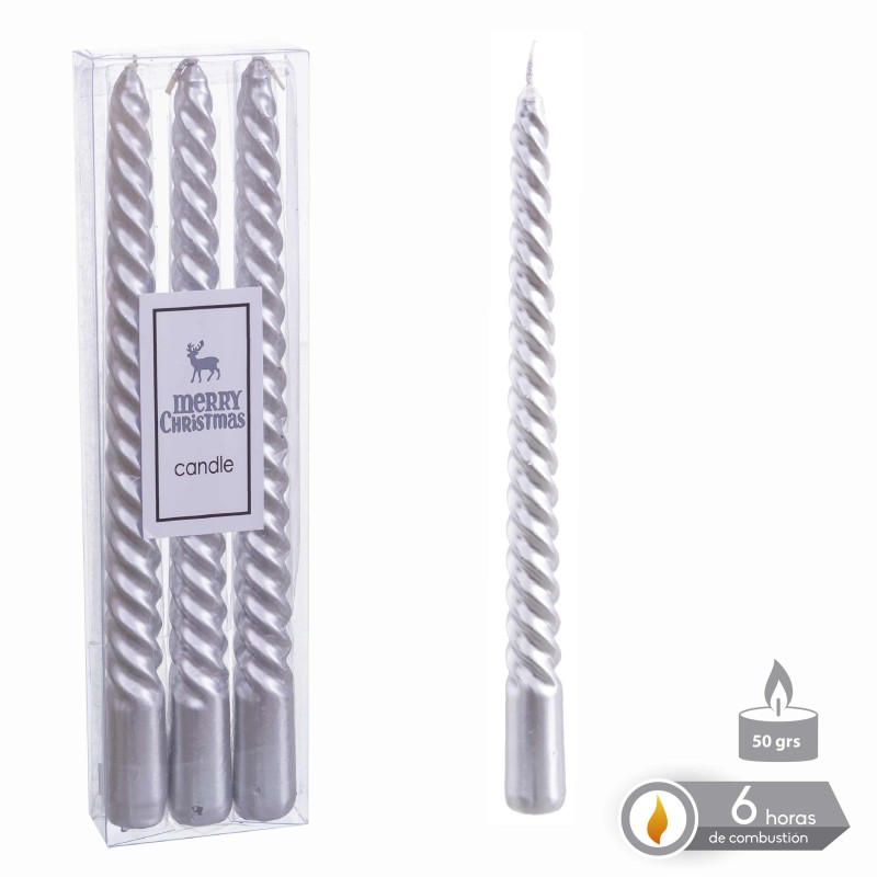 S 3 bougie spirale de noël argent 1 80 x 25 cm