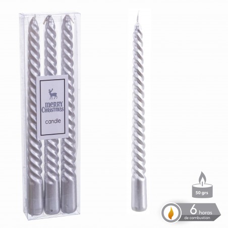 S 3 bougie spirale de noël argent 1 80 x 25 cm