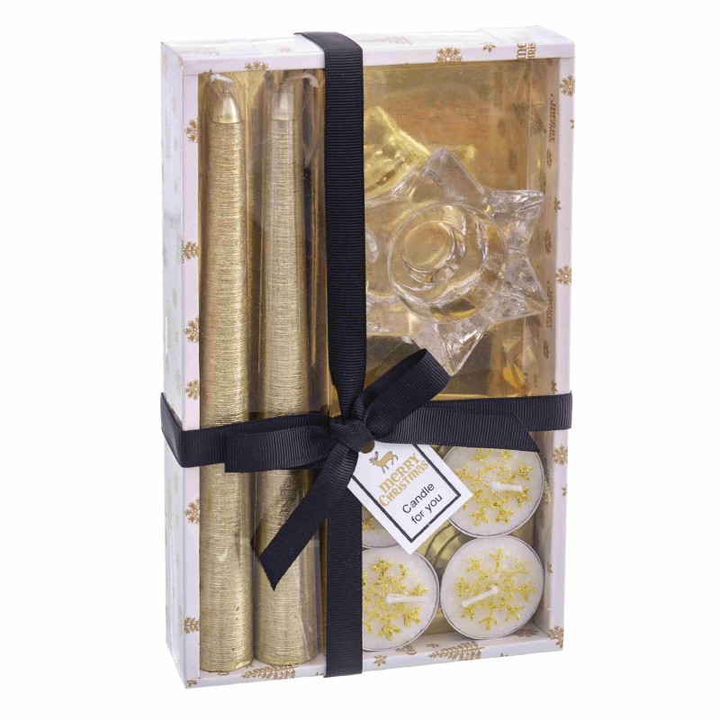 S 2 bougie candélabre or Noël 21,70 x 13,30 x 3,80 cm