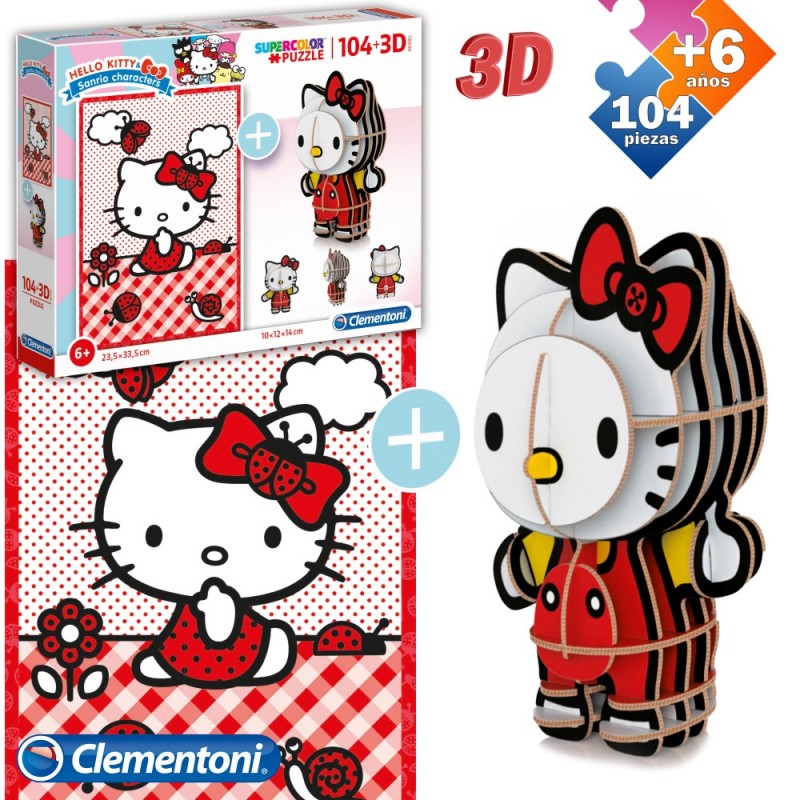 Puzzle 104 pcs + figurine 3d hello kitty