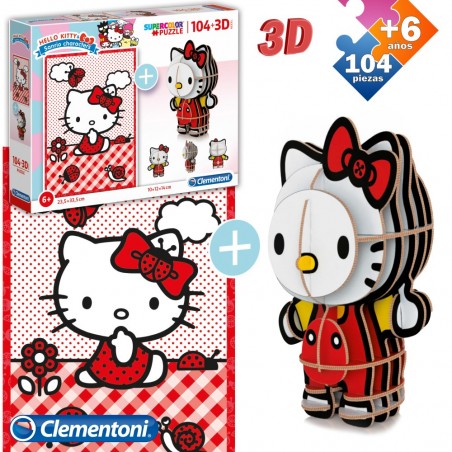 Puzzle 104 Pcs + Figurine 3d Hello Kitty