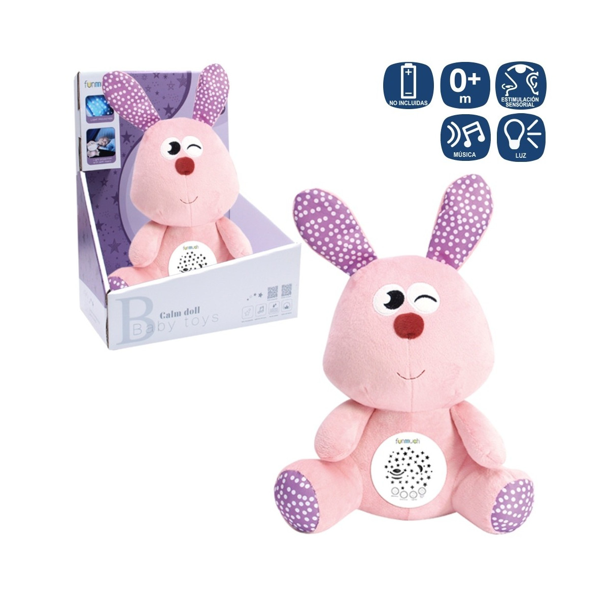 Lapin en peluche avec écran musical actif. 25 x 18 x 33 cm