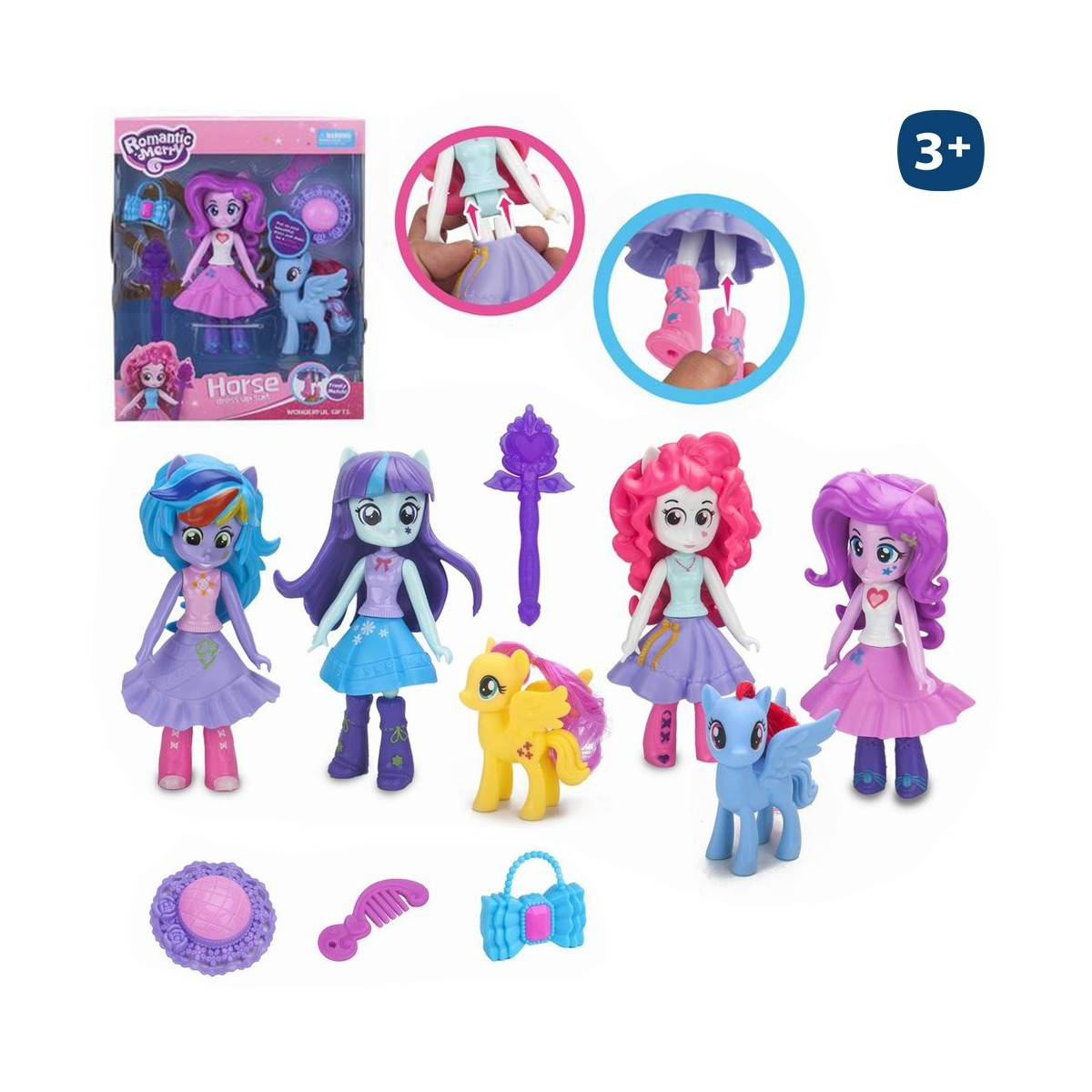 Poupée avec poney et accessoires 4 m 18 cm