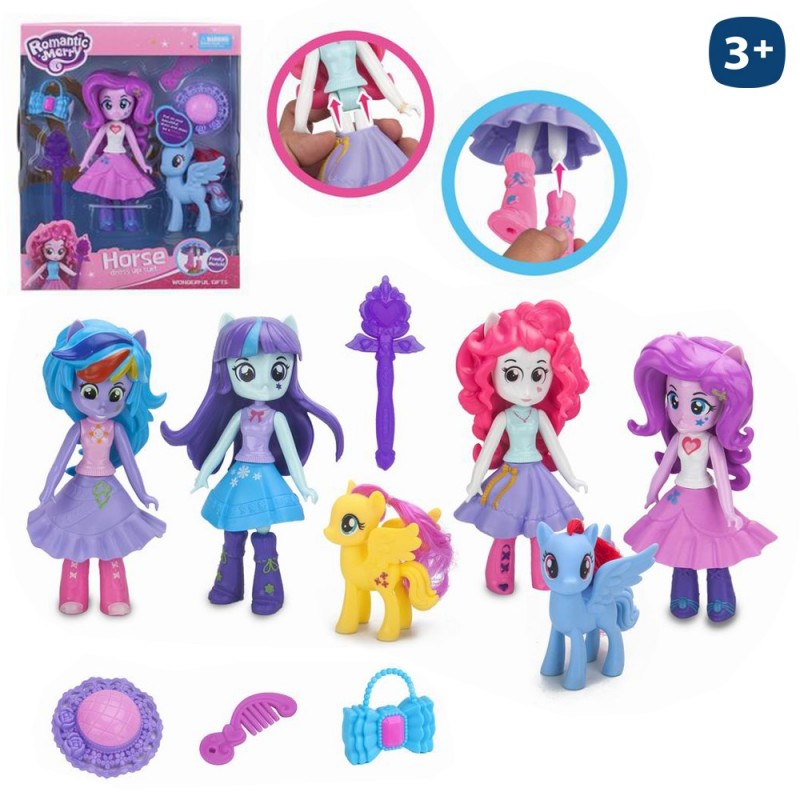 Poupée avec poney et accessoires 4 / m 18 cm Poupée avec poney et accessoires 4 / m 18 cm