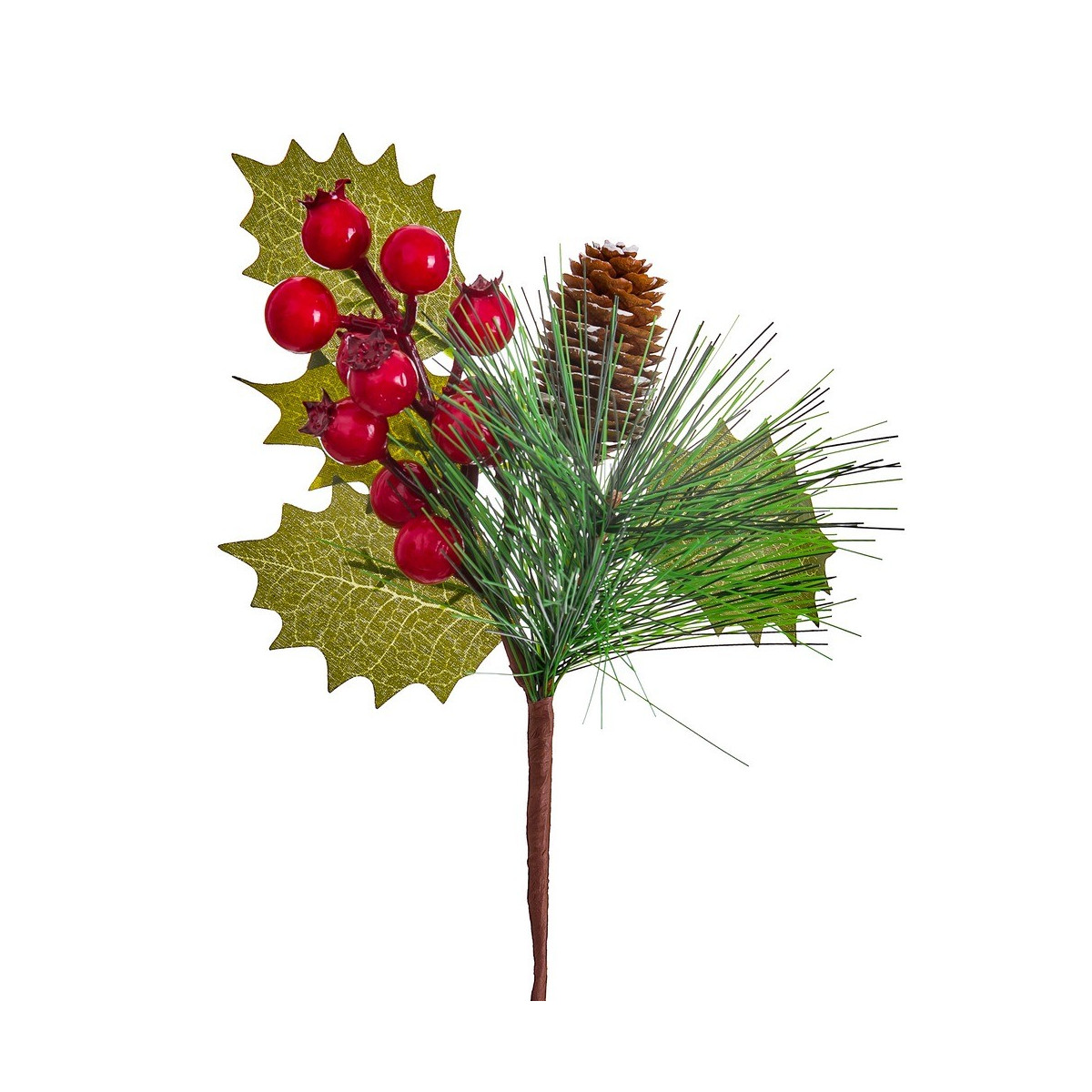 Choisissez houx, feuilles et pomme de pin 20 cm