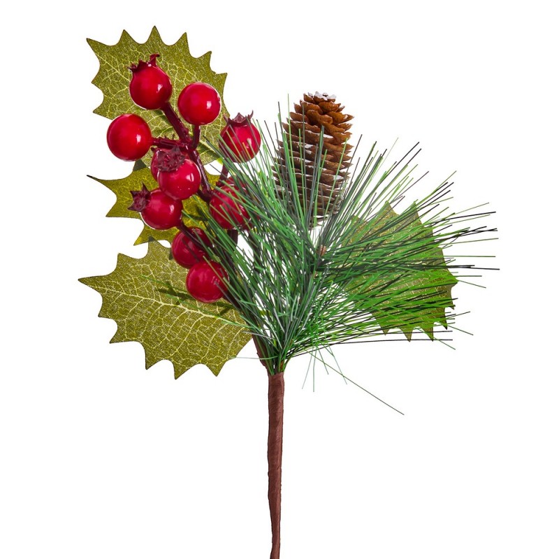Choisissez houx, feuilles et pomme de pin 20 cm