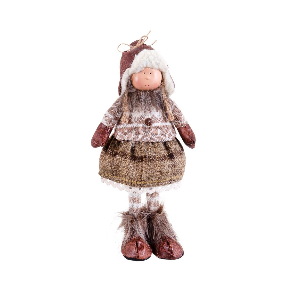 Poupée fille debout marron 15,50 x 13 x 31 cm