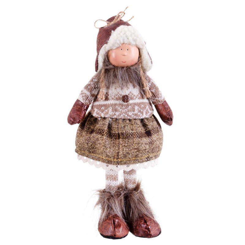 Poupée fille debout marron 15,50 x 13 x 31 cm