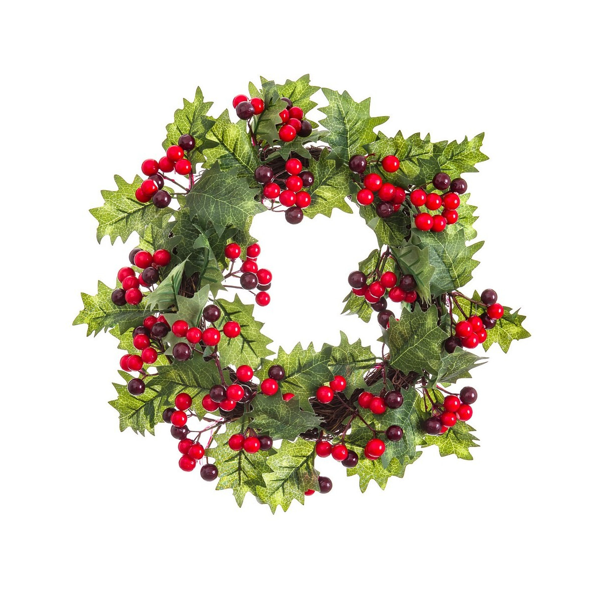 Couronne de houx avec feuilles 40 x 40 x 10 cm