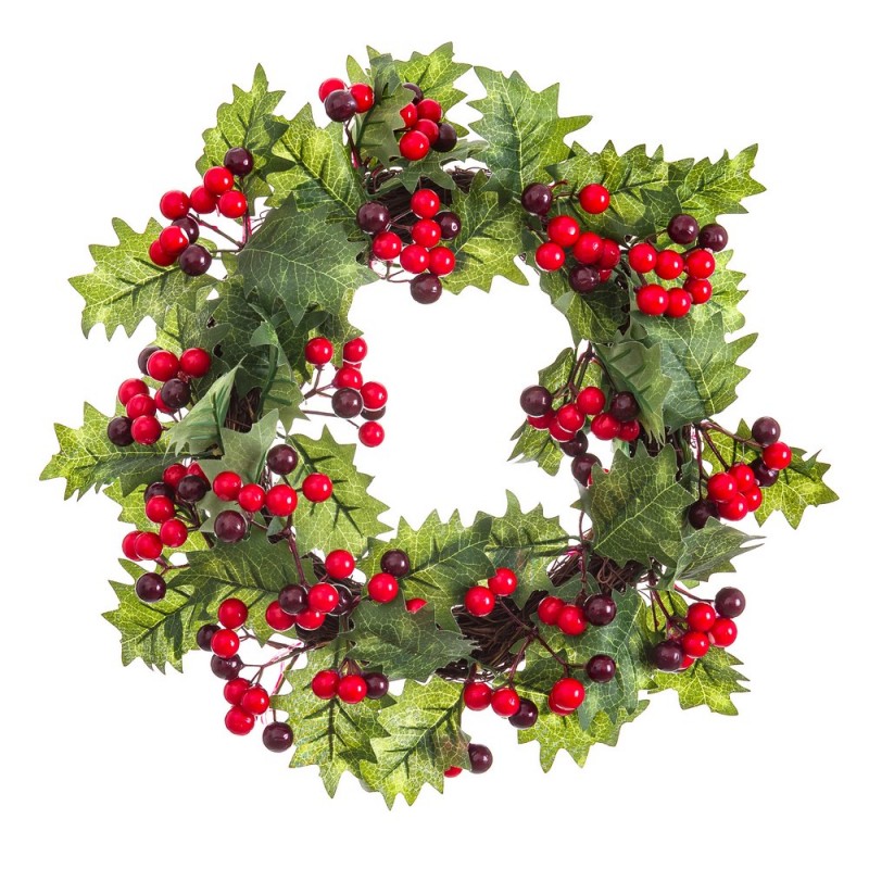 Couronne de houx avec feuilles 40 x 40 x 10 cm