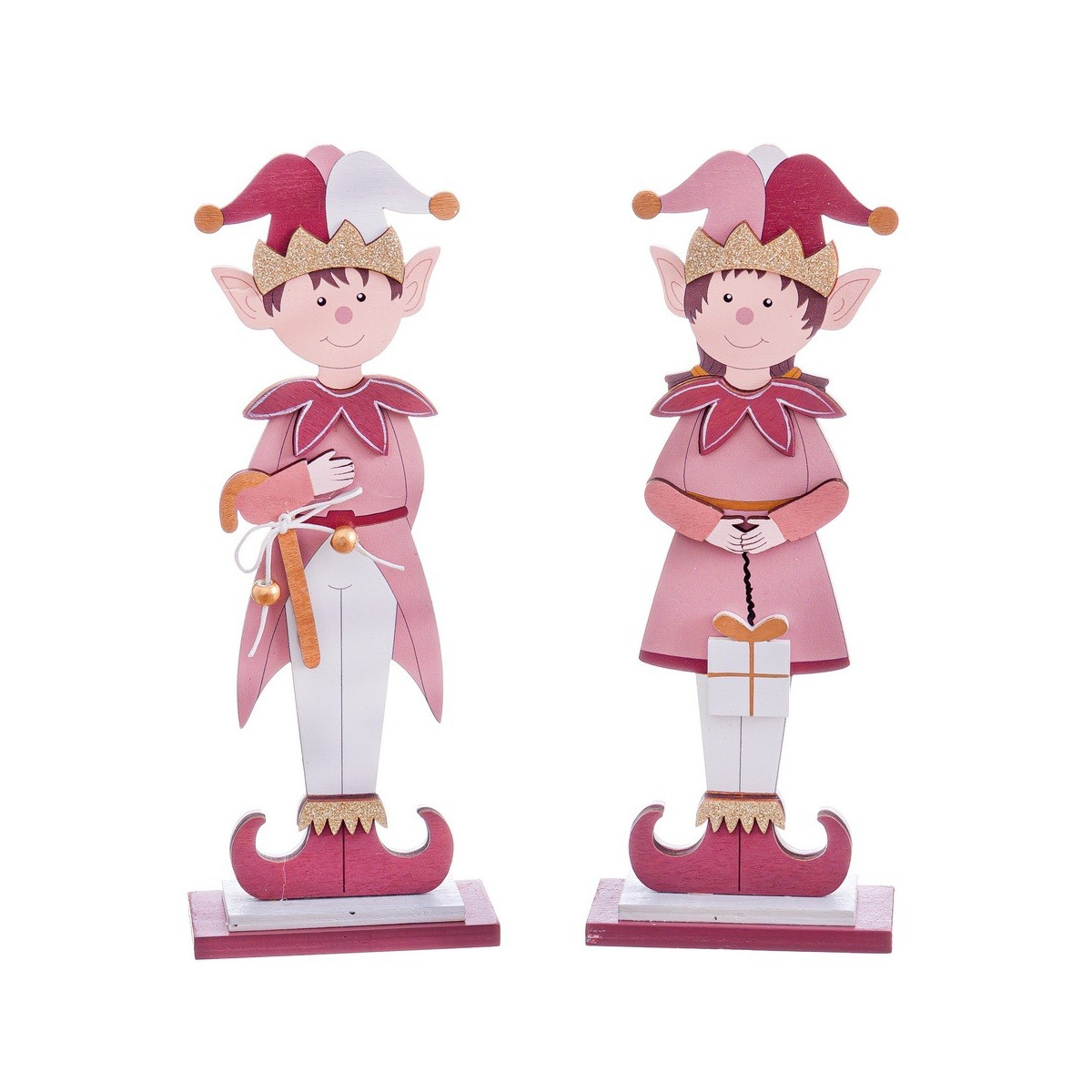 Figurines elfes en bois assorties