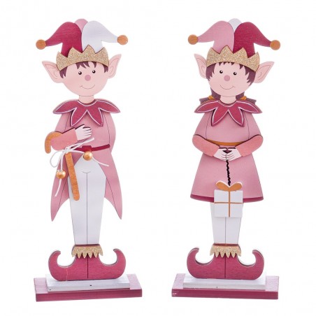 Figurines elfes en bois assorties