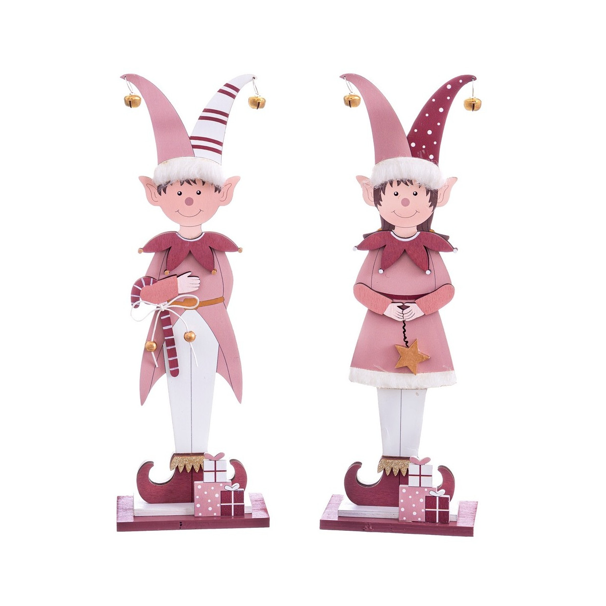 Figurines Elfes En Bois 2 M 29 50 X 10 X 6 Cm