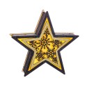 Étoile décorée en bois avec lumière 20 x 20 x 4,70 cm
