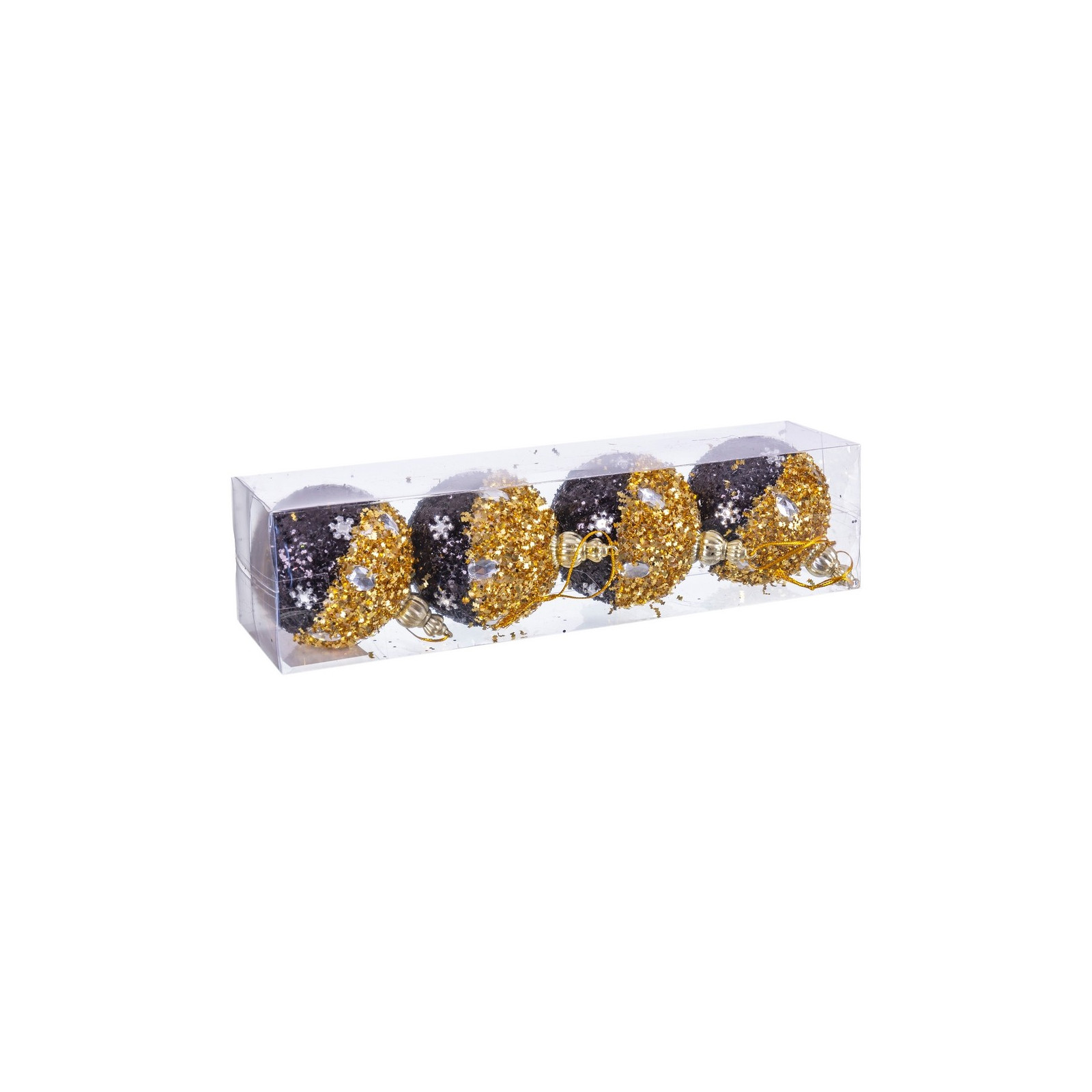 S 4 embouts boules mousse noir or 7 x 7 x 7 cm