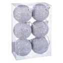 S 6 boules fils mousse argent 6 x 6 x 6 cm