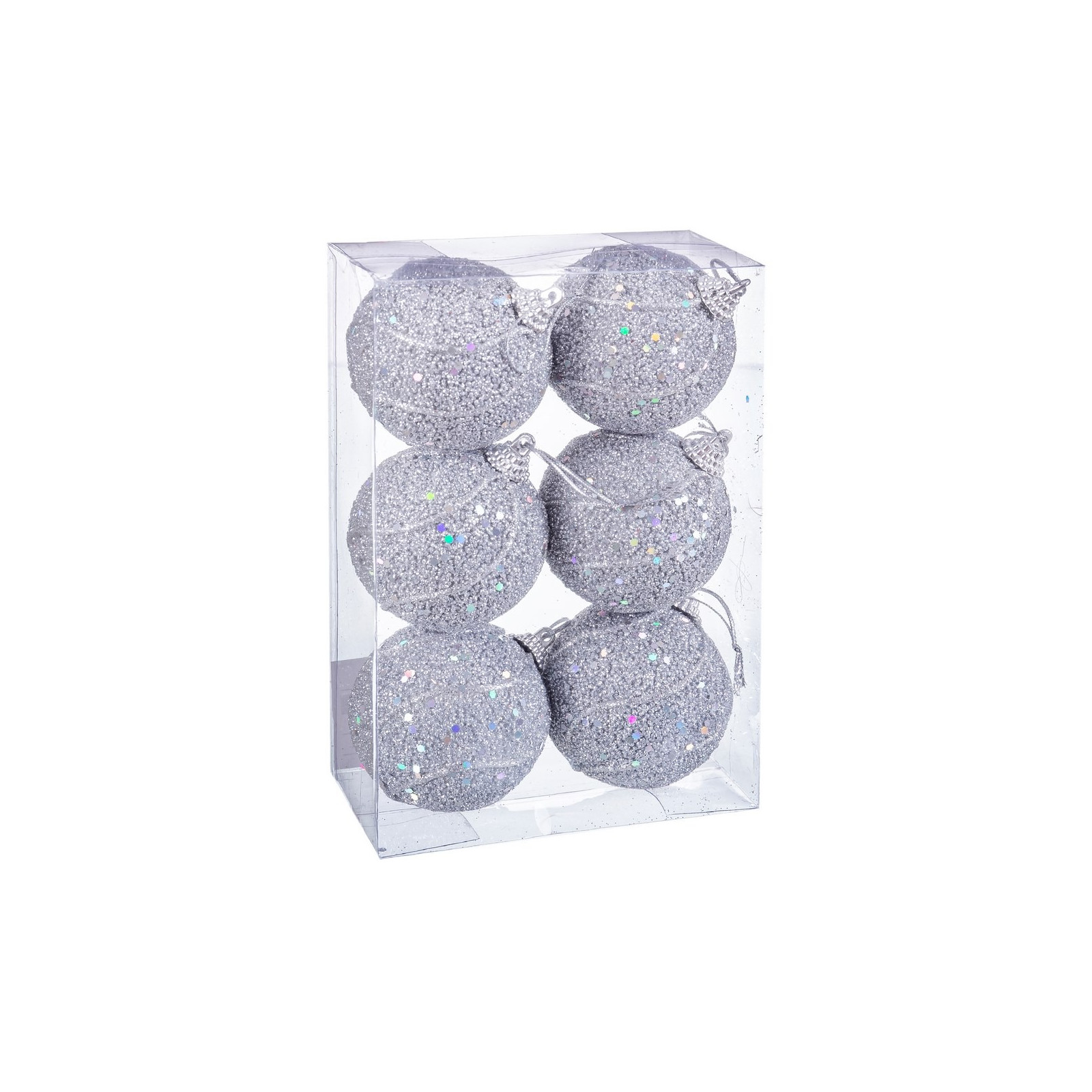 S 6 boules fils mousse argent 6 x 6 x 6 cm