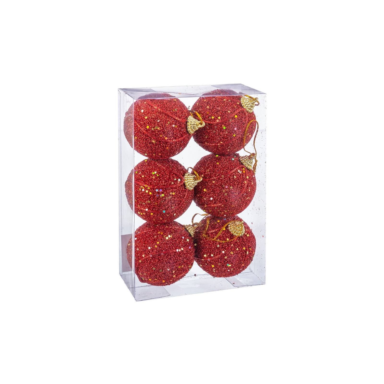 S 6 boules fils mousse rouge 6 x 6 x 6 cm