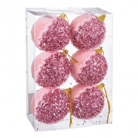 S 6 boules mousse rose 6 x 6 x 6 cm