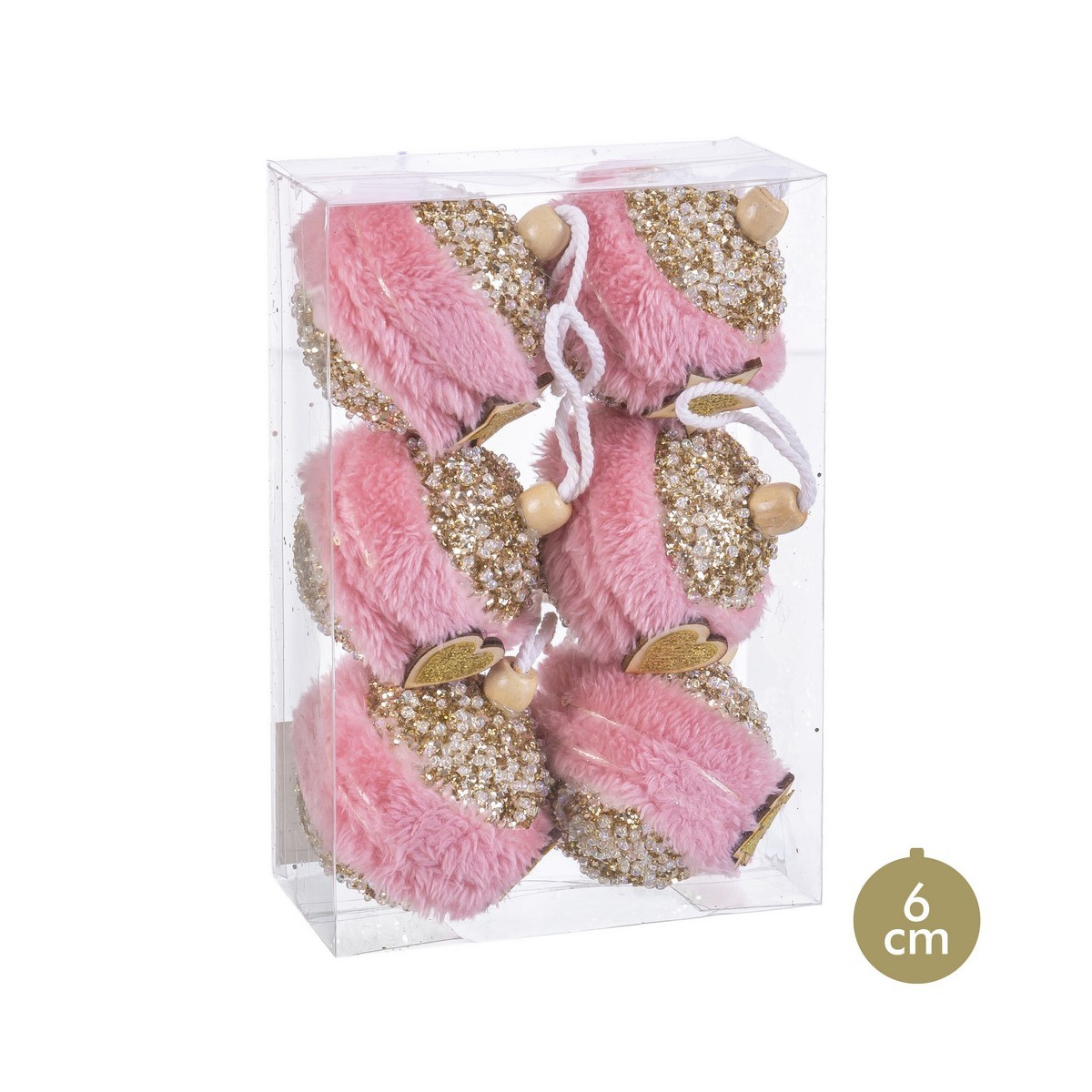 S 6 boules en mousse or rose 6 x 6 x 6 cm