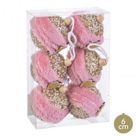 S 6 boules en mousse or rose 6 x 6 x 6 cm