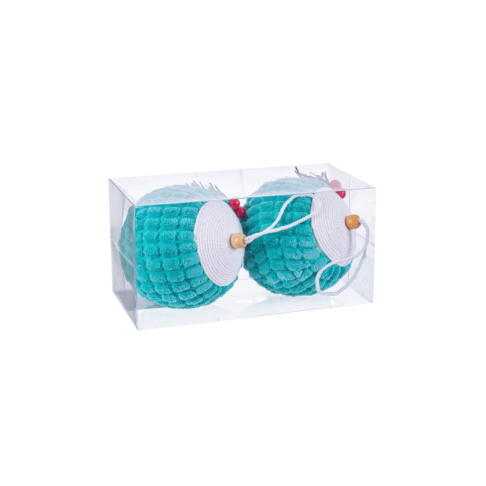 2 boules de mousse houx turquoise 10 x 10 x 10 cm