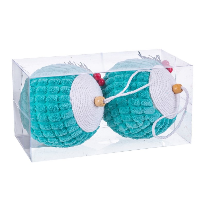 2 boules de mousse houx turquoise 10 x 10 x 10 cm