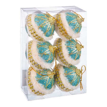 S 6 boules mousse turquoise or 6 x 6 x 6 cm