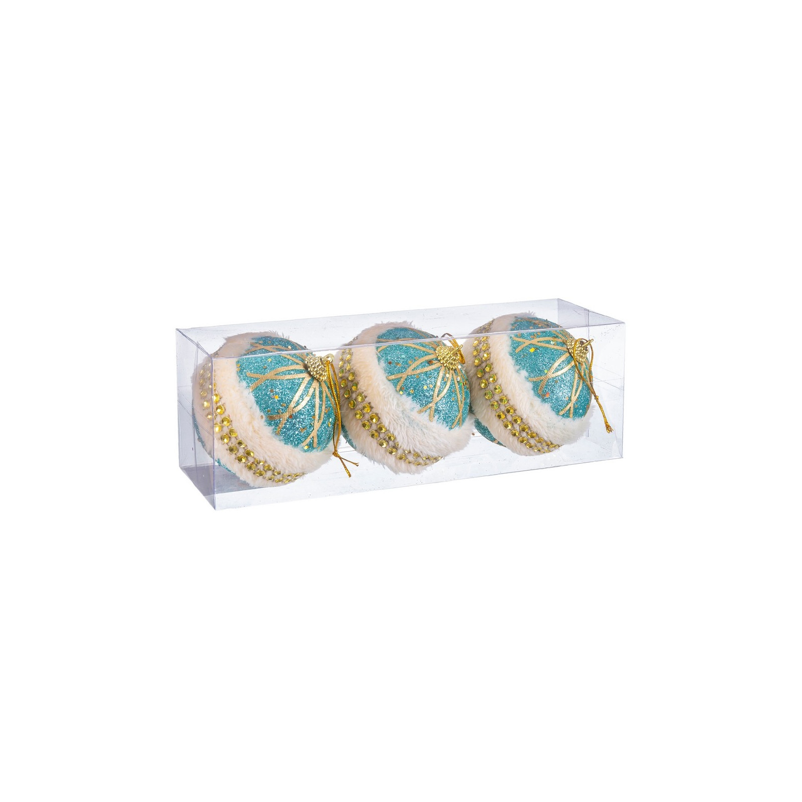S 3 boules mousse turquoise or 8 x 8 x 8 cm